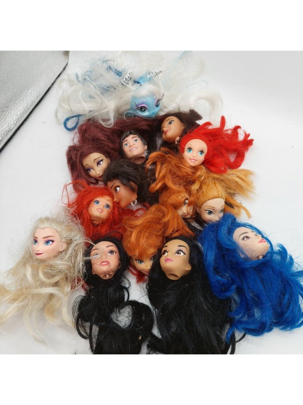 Disney Doll Heads Lot of 12 Re-rooting OOAK Replacements READ